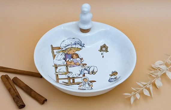 Assiette chauffante bébé porcelaine COULEUVRE vintage