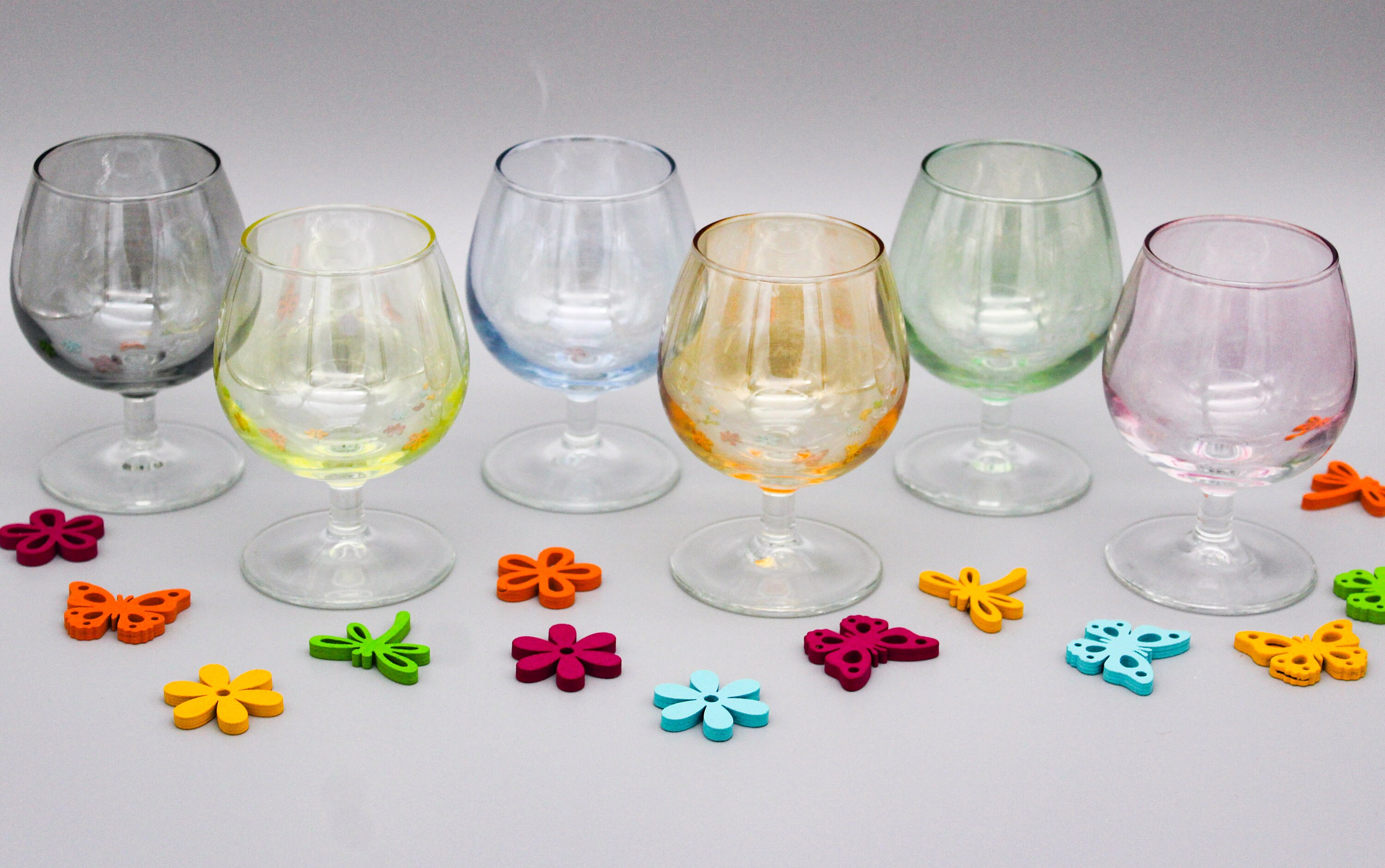 Verres Vintage Cognac en Cristal Multicolores Arlequin France Luminarc