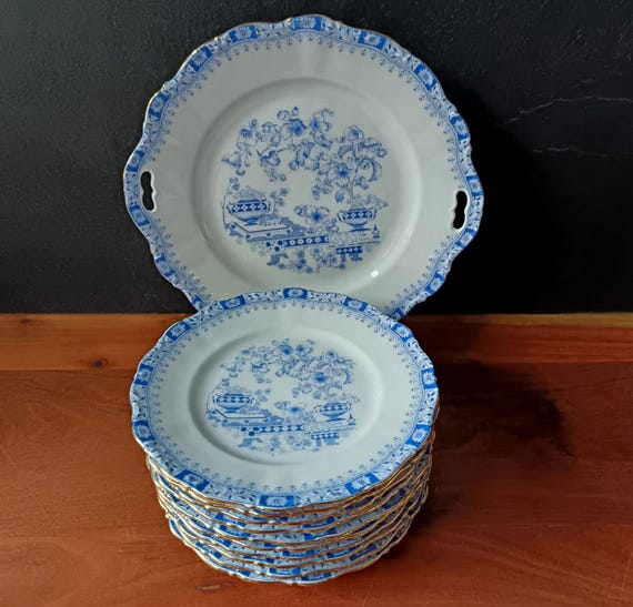 Vintage Theresia pattern porcelain cake set by Seltmann Weiden, Bavaria