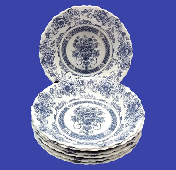 7 ARCOPAL French opaline cereal bowls, HONORINE pattern