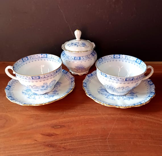 Vintage Theresia pattern porcelain coffee cup and sugar bowl set, Seltmann Weiden Bavaria