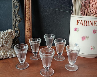 Vintage ribbed liqueur glasses, France, fine champagne