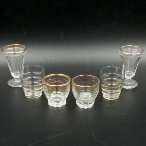 6 pretty vintage vodka rum liqueur GLASSES assorted from the 40s/50s