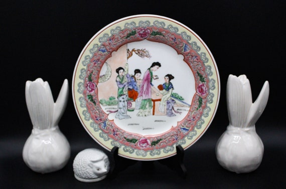 PLATE porcelain vintage geisha decor hand painted china