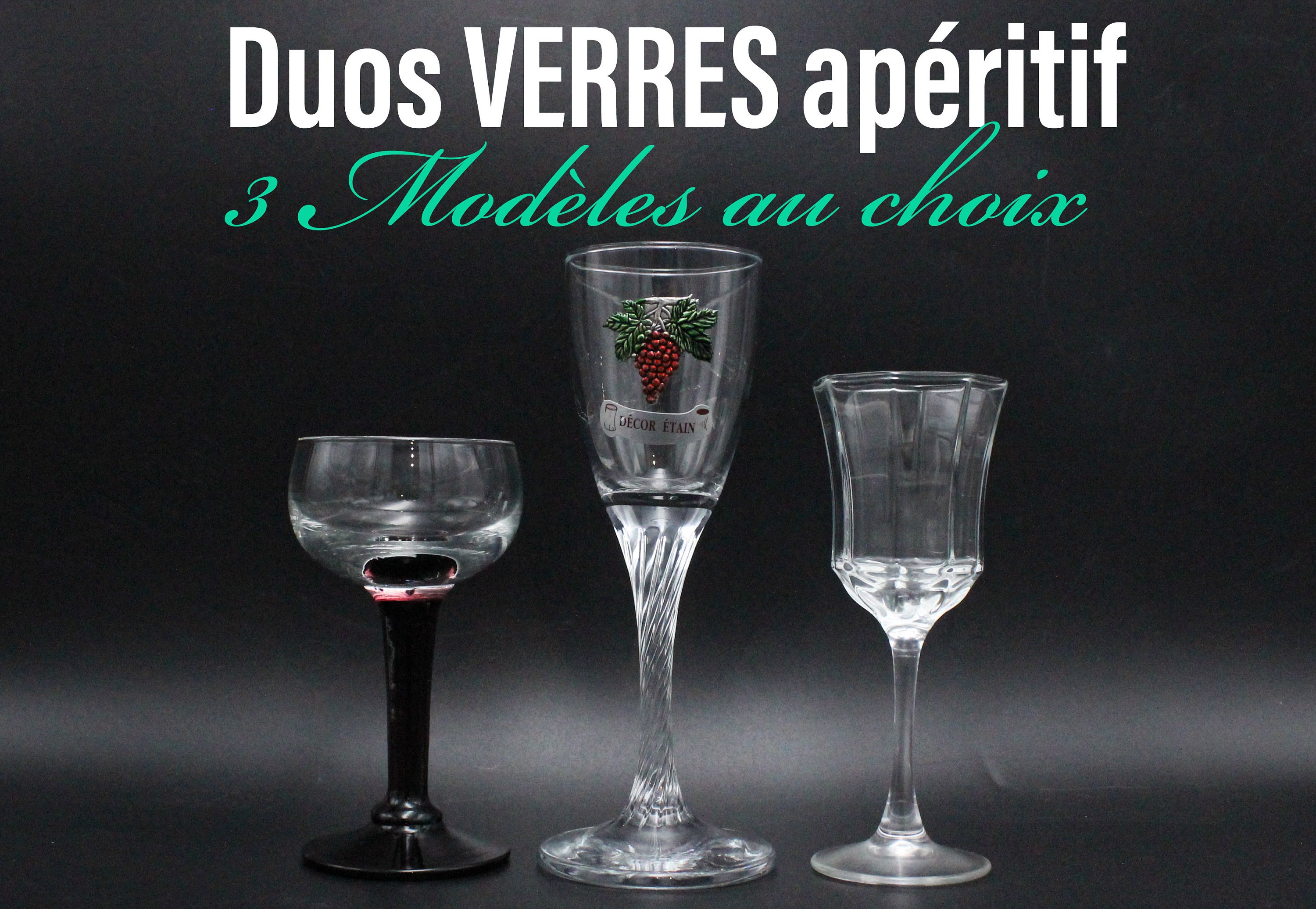 Duos de Verres Vintage Apéritif, Verres Colorés Ancien