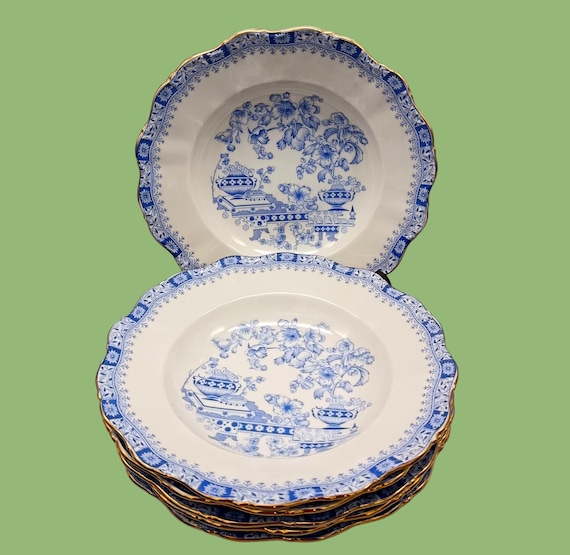 6 SOUP PLATES porcelain vintage pattern Seltmann weiden Bavaria