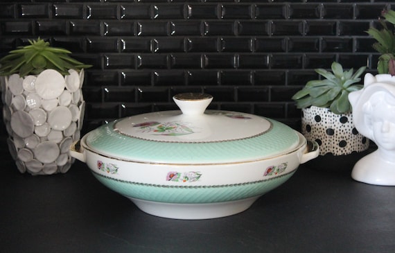 French earthenware TUNER "Orchies, Moulin des loups" flower pattern, vintage ceramic vegetable bowl
