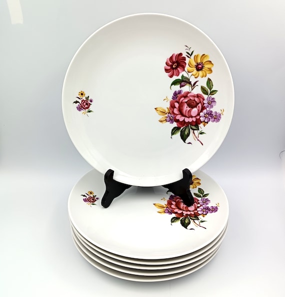 6 DINNER PLATES white porcelain Winterling Marktleuthen Bavaria Germany