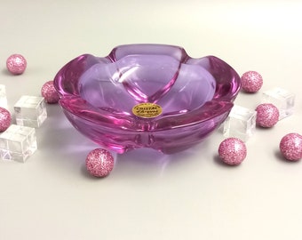 CENICERO vintage de cristal violeta/lila modelo lude Cristal d'Arques, 24% cristal al plomo