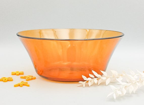 DURALEX SALAD BOWL in vintage amber glass France