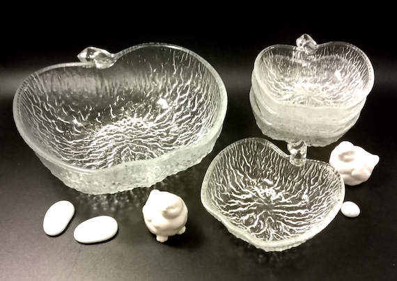 SALAD BOWL and 6 GLASS apple CUPS, Dessert bowl, fruit bowls