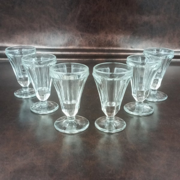 Old ribbed liqueur GLASSES early 20th century, vintage, France, fine champagne