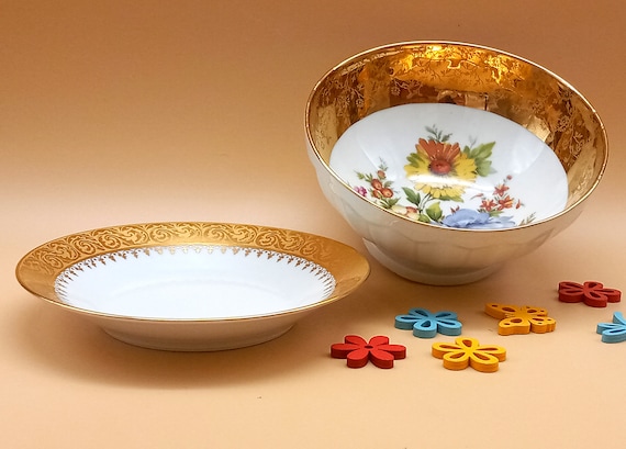Bowl with its porcelain saucer, T.D. selection Limoges Porcelain
