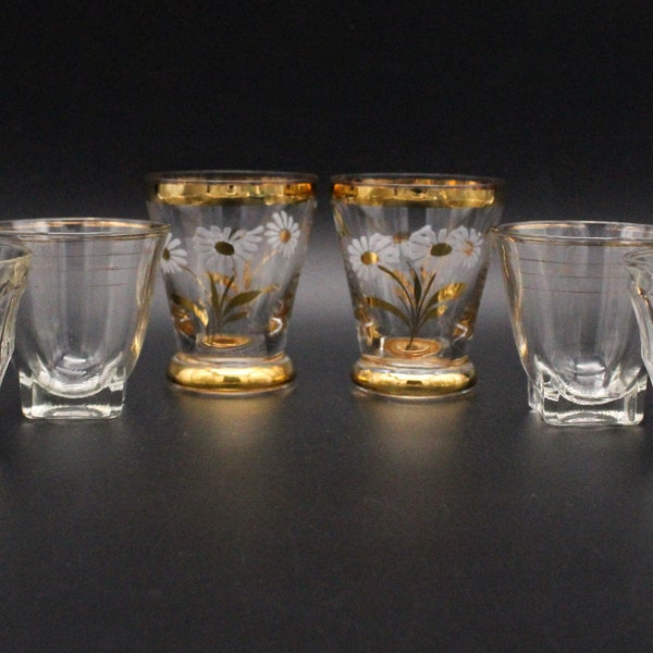 6 pretty vintage vodka rum liqueur GLASSES assorted 50s/60s