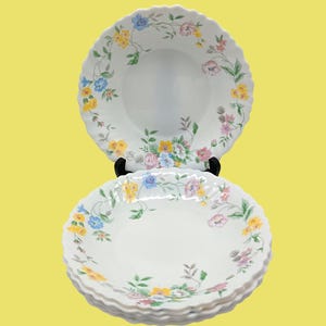 6 Arcopal France opaline soup plates, HORTENSE model