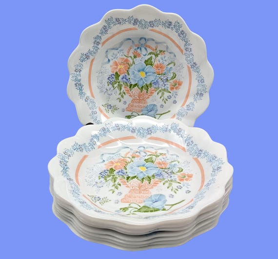 9 Arcopal France opaline hollow PLATES, flower basket