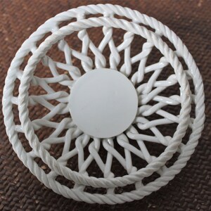 Woven porcelain pot with lid, vintage potpourri pot image 6