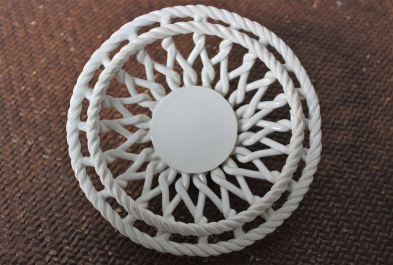 Woven porcelain pot with lid, vintage potpourri pot image 6