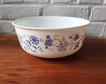 Arcopal vintage Saladier motif Aster fleurs bleues Salad bowl