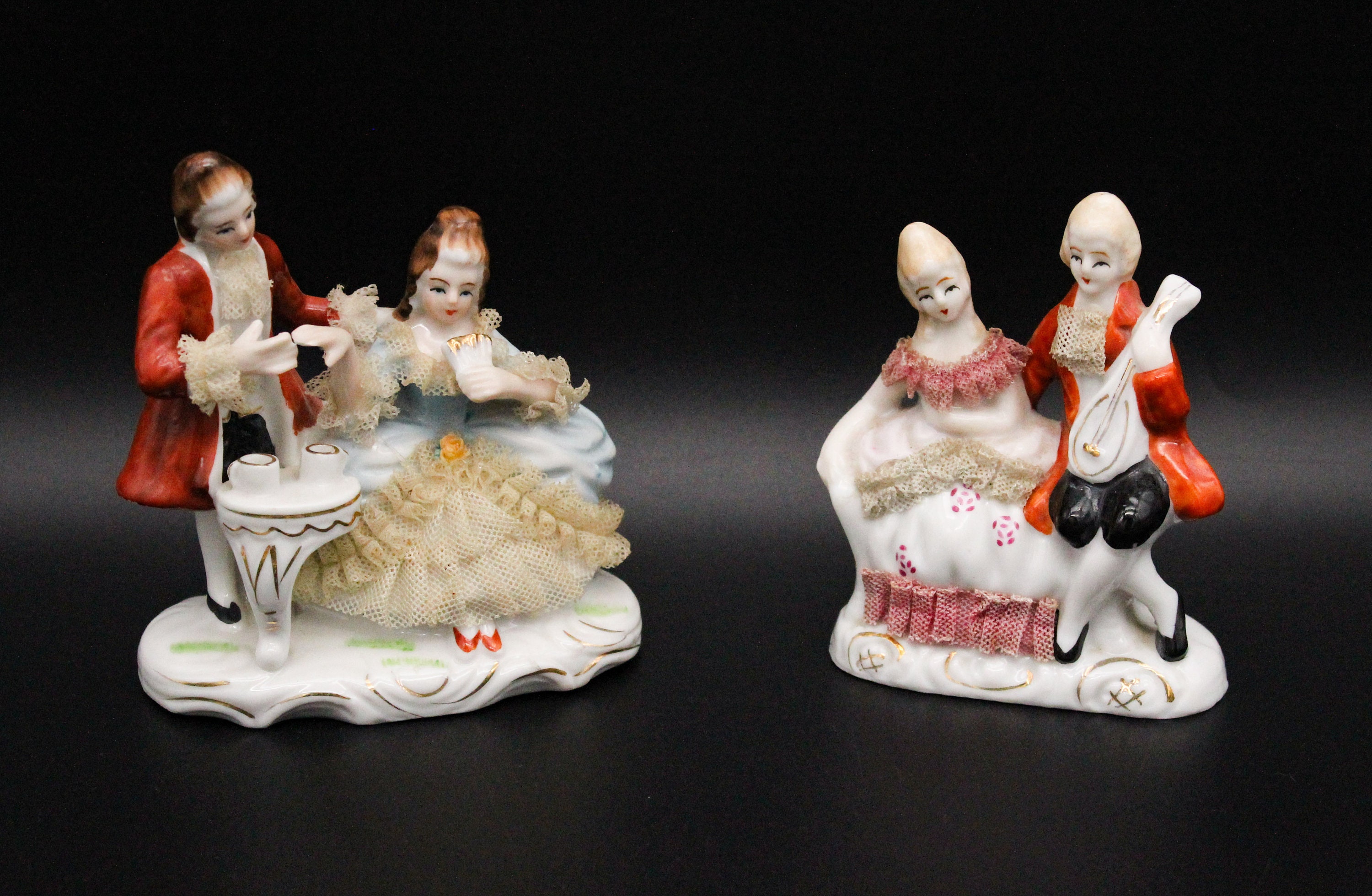 Petites Figurines en Porcelaine Vintage, Statuette Porcelaine, Musicien