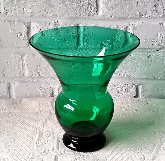 Green glass vase, vintage