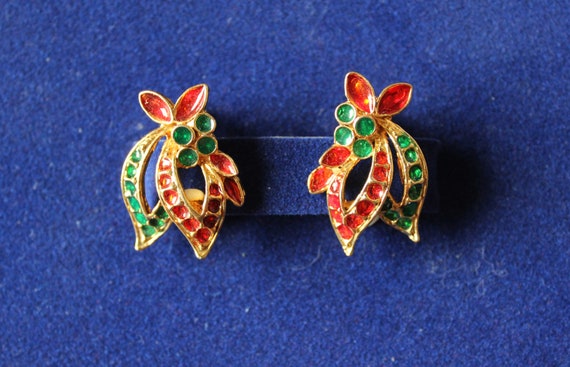 Vintage 80s enamelled gold EAR CLIPS