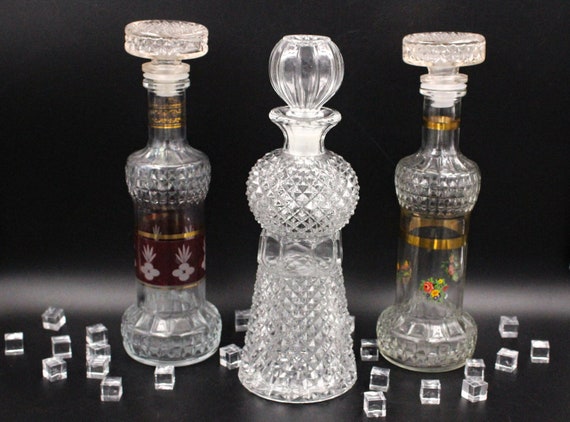 Vintage transparent FACETED CARAFE 1970