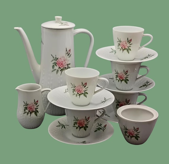 Hutschenreuther Excellence Rosita Germany white porcelain coffee service