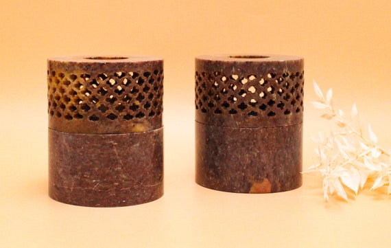 Openwork stone photophore vintage 1990