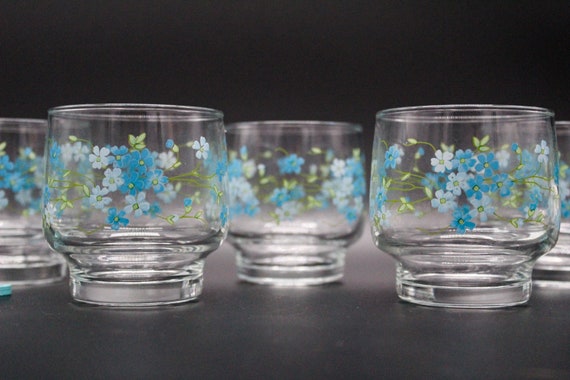Water Glasses Arcoroc France Decoration Forget Me Not 1980s Etsy Ireland