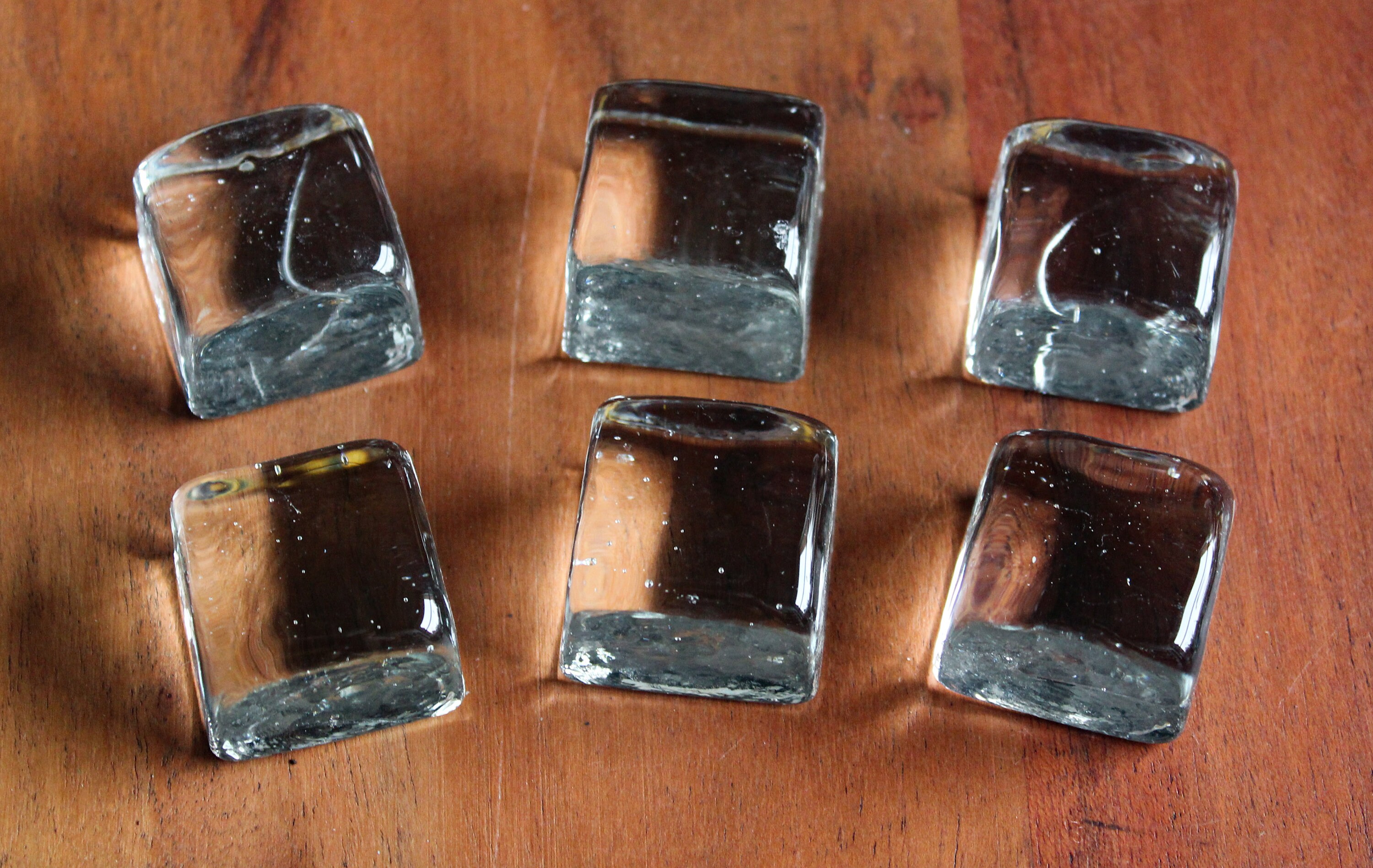 6 Cubes en Verre Déco ou Repose Couteaux Vintage