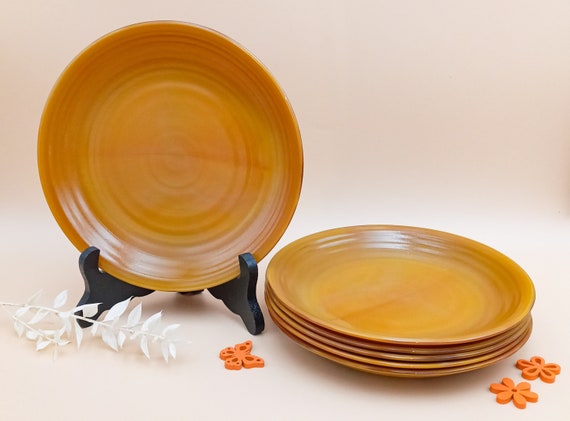4 or 6 dessert PLATES "ARCOPAL VOLCAN" vintage arcopal plate 70's, France