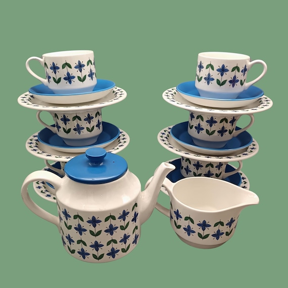Vintage ceramic coffee service ROSELLE pattern Staffordshire Midwinter England