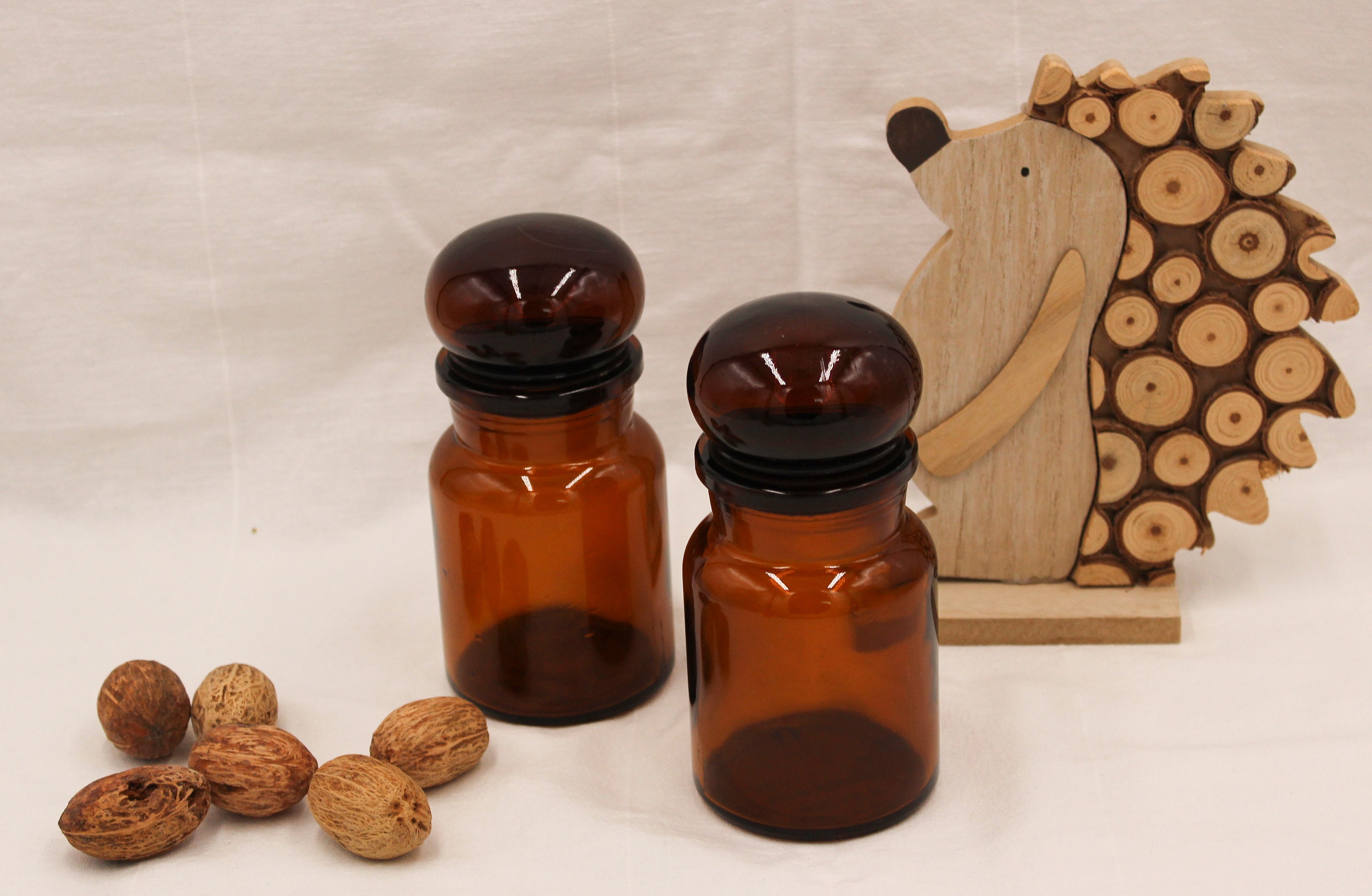 Petits Bocaux Vintage Marron, Bocaux en Verre, Flacon Ancien, Pot Apothicaire