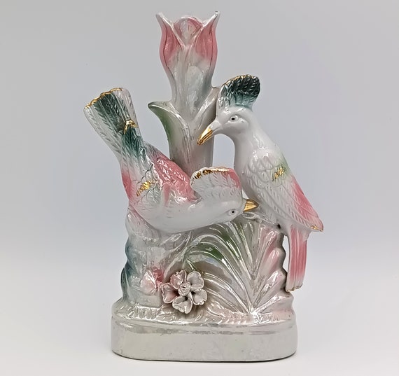 STATUETTE couple of BIRDS vintage kitsch