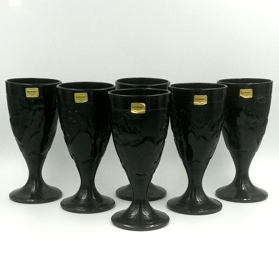 6 LUMINARC black opaline ice cream cups, Gourmande model, for fruit salad, Irish coffee, dessert cups