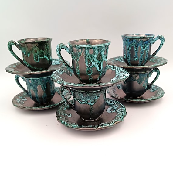 6 TASSES café Sars poterie Maine vintage
