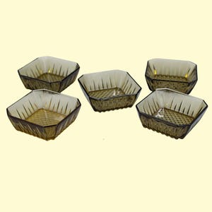 VINTAGE SMOKE MOULD GLASS DISHES set of 4 or 5, appetizer dishes, bowls