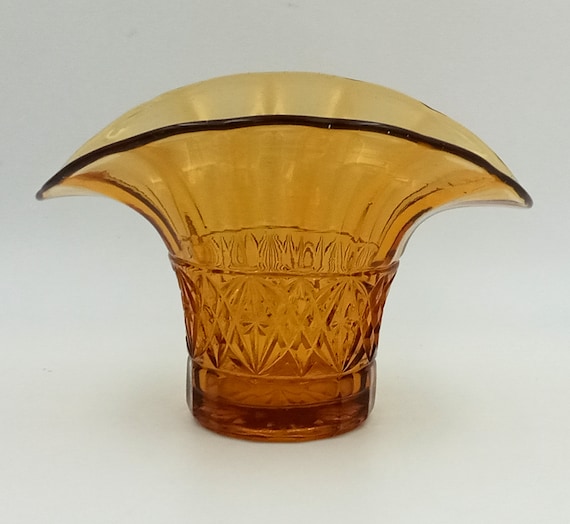 Pretty amber GLASS BASKET, glass compote bowl, vintage pocket tray
