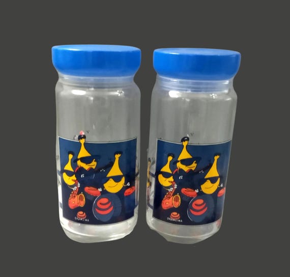 2 Vintage Orangina Glass JARS, Apothecary Jars, 2L
