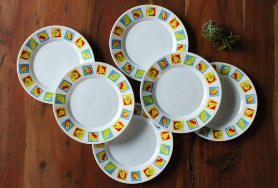 6 French Opaline Dessert PLATES Arcopal Bormioli Rocco Spain -  Sweden