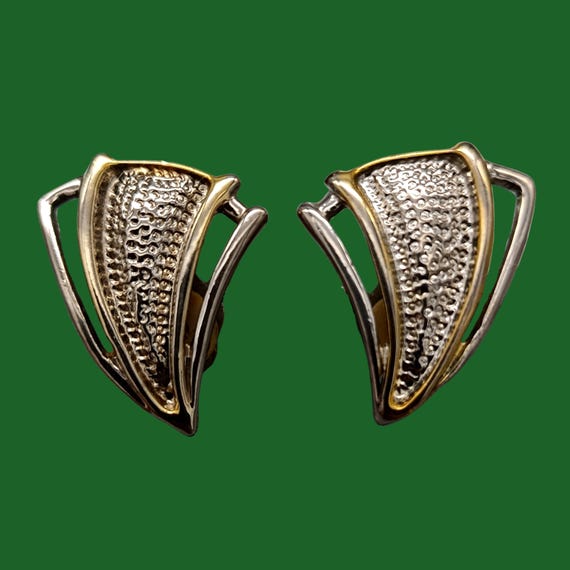 EARRINGS silver metal vintage 80s