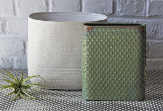 Duo de VASES marque D&M céramique texturée beige vert