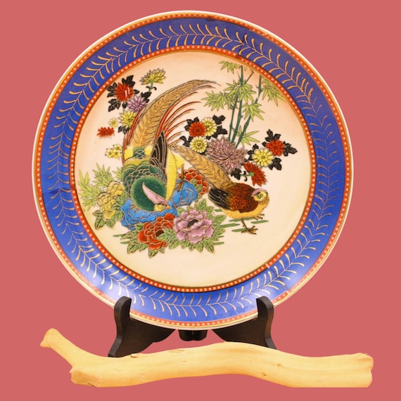 Pretty porcelain PLATE decoration japan decor peacock peony