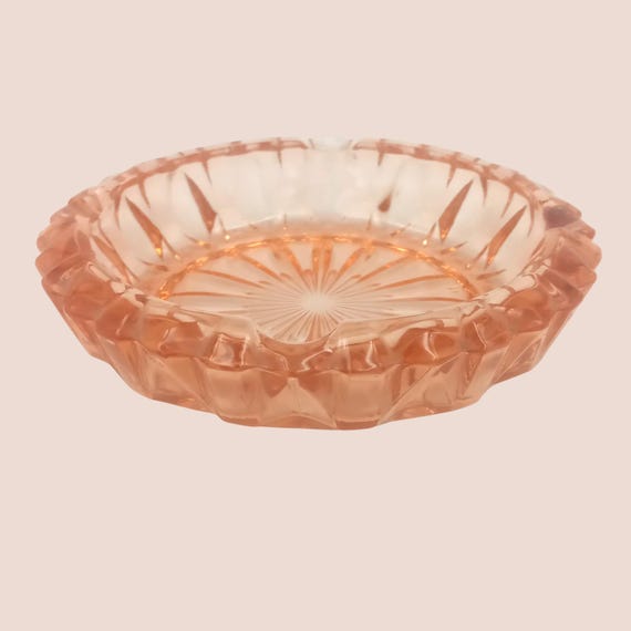 Luminarc ASHTRAY, salmon pink prism model, Vintage Rosaline
