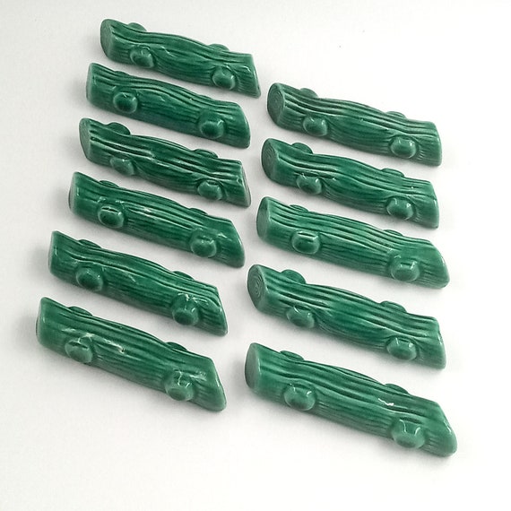 11 VINTAGE BOTTLE GREEN CERAMIC KNIFE HOLDERS France