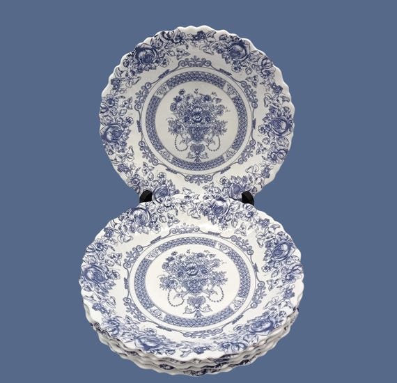 6 French opaline flat PLATES ARCOPAL HONORINE pattern