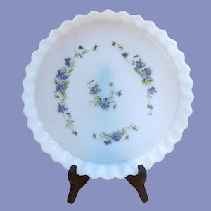 Plat à Tartes Rond Arcopal Blanc Décor Marguerites - Vintage