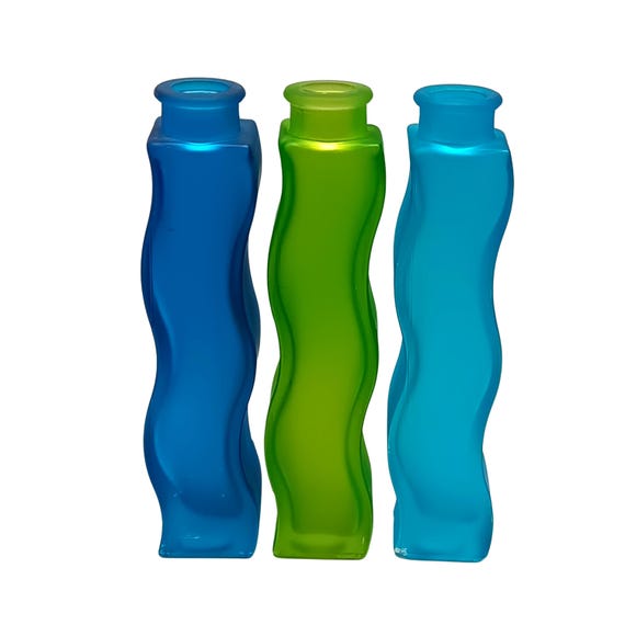 Trio of IKEA Skämt VASES, Vintage blue IKEA vases from the 1990s