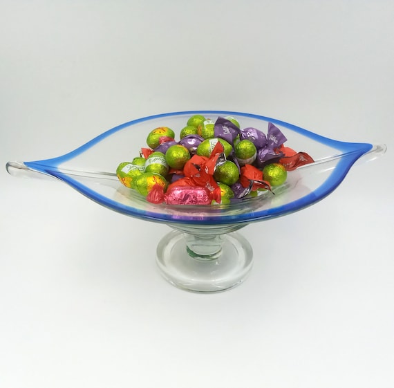 Glass bowl on foot, comp, display, pocket emptier, fruit bowl, server